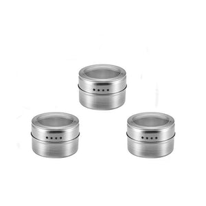 Magnetic Spice Jar Set With Stickers Stainless Steel Spice Tins Spice Storage Container Pepper Seasoning Sprays Tools Spice Jar