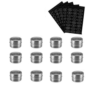 Magnetic Spice Jar Set With Stickers Stainless Steel Spice Tins Spice Storage Container Pepper Seasoning Sprays Tools Spice Jar