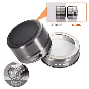Magnetic Spice Jar Set With Stickers Stainless Steel Spice Tins Spice Storage Container Pepper Seasoning Sprays Tools Spice Jar