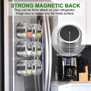 Magnetic Spice Jar Set With Stickers Stainless Steel Spice Tins Spice Storage Container Pepper Seasoning Sprays Tools Spice Jar